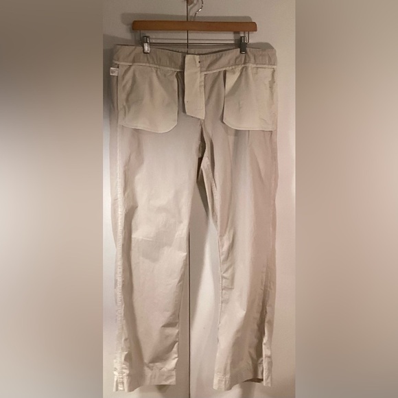 Gap brown and cream pinstriped cotton pants straight leg size 14 - Picture 9 of 11